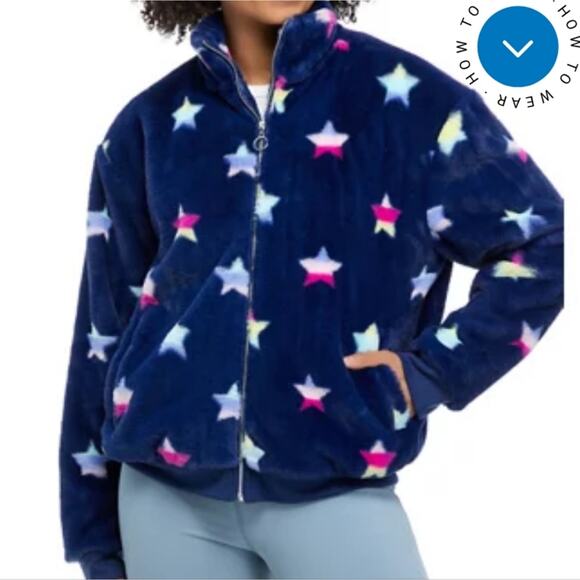 CROWN & IVY NWT WOMENS STAR PRINT FULL ZIP JACKET - Picture 1 of 6